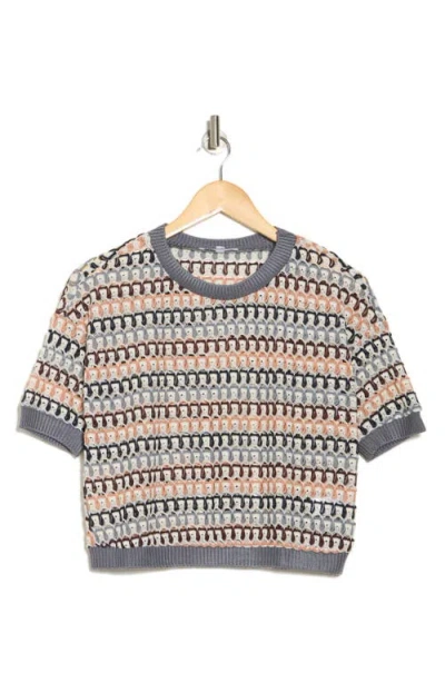 Daniel Rainn Openwork Stripe Sweater In Pink Multi