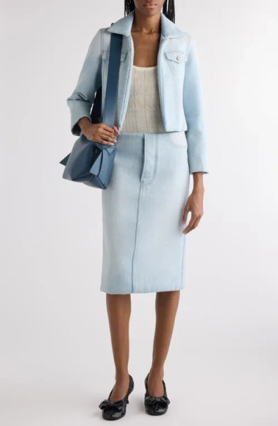 Acne Studios Osky Padded Denim Crop Jacket In Light Blue