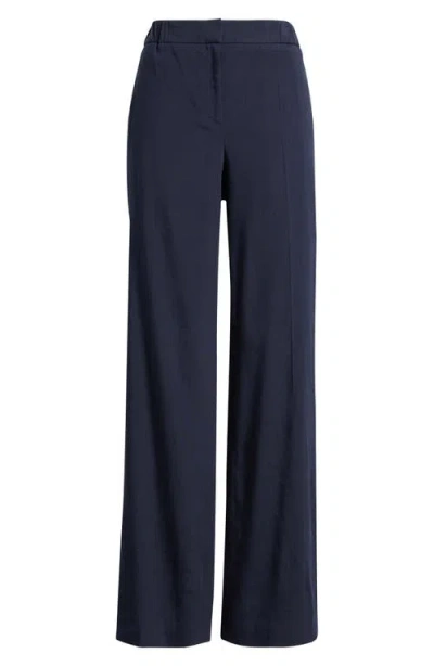 Hugo Boss Boss Linen Blend Flare Pants In Sky Captain