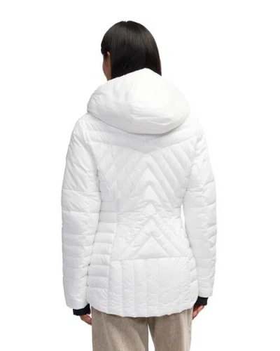 Pajar Esmay Lightweight Mixed Media Quilted Packable Puffer In White Opal