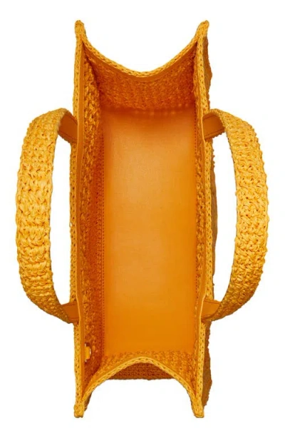 Tory Burch Small Rafia Tote Crochet Design In Peachy