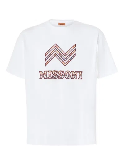 Missoni Handcrafted Zigzag Crew Neck T-shirt In White