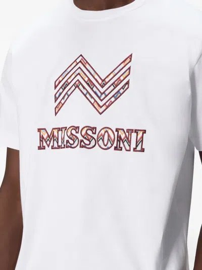 Missoni Handcrafted Zigzag Crew Neck T-shirt In White