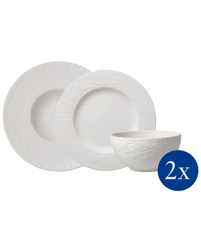 Villeroy & Boch 6pc Manufacture Rock Blanc Place Settings - Service For 2