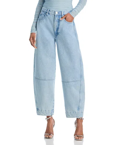 Frame The Twisted High Rise Wide Leg Ankle Jeans In Never In Blue