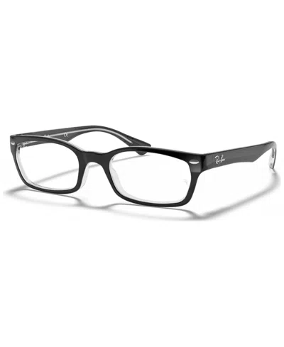 Ray Ban Rx5150 Unisex Rectangle Eyeglasses In Black On Transparent