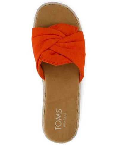 Toms Women's Abby Slide Flatform Espadrille Sandal Flame Beachside Woven In Flame Beachside Woven,knot