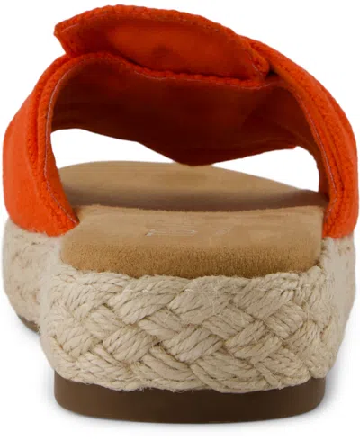 Toms Women's Abby Slide Flatform Espadrille Sandal Flame Beachside Woven In Flame Beachside Woven,knot