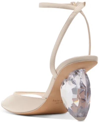 Kate Spade Crystal Heart Heel Sandals In Cream