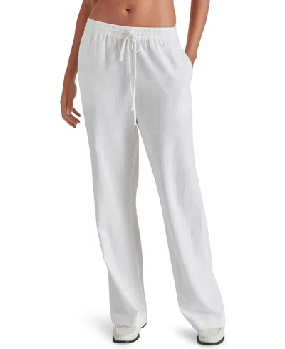 Steve Madden Venetia Linen Blend Drawstring Pants In White