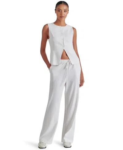 Steve Madden Venetia Linen Blend Drawstring Pants In White