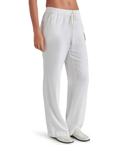 Steve Madden Venetia Linen Blend Drawstring Pants In White