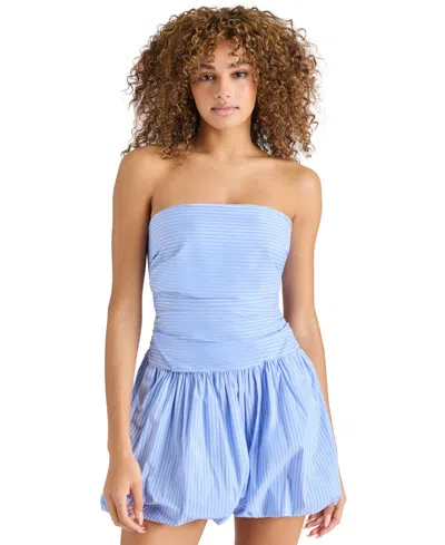 Steve Madden Gigi Bubble Hem Poplin Mini Dress In Blue