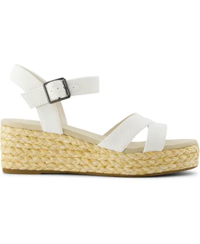 Toms Women's Audrey Espadrille Wedge Sandals In White Beachside Woven