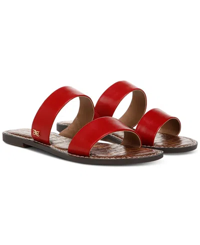 Sam Edelman Women's Gala Slide Flat Sandals In Summer Red Leather
