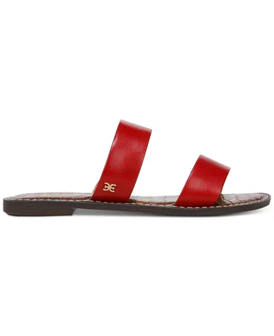 Sam Edelman Women's Gala Slide Flat Sandals In Summer Red Leather