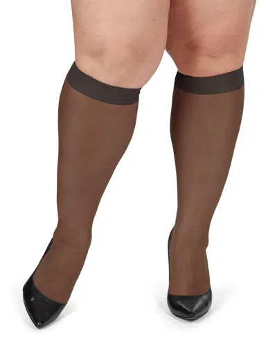Memoi Silky Sheer Comfort Knee High Socks In Off Black