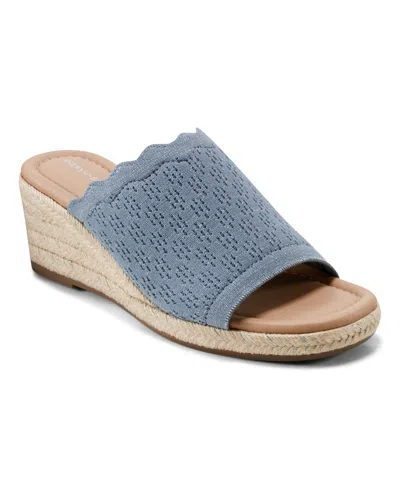 Easy Spirit Women's Shanice Espadrille Wedge Sandals In Blue,silver