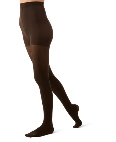 Memoi Women's Perfectly Opaque Control Top Tights Mo-312 In Dark Chocolate