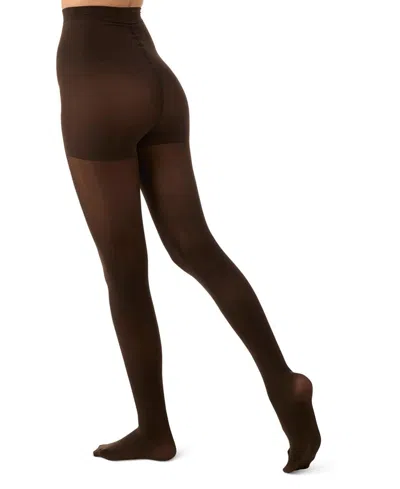 Memoi Women's Perfectly Opaque Control Top Tights Mo-312 In Dark Chocolate