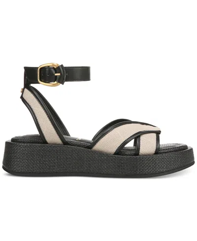 Sam Edelman Women's Nylia Ankle Strap Sandal In Natural Black In Natural Black Linen