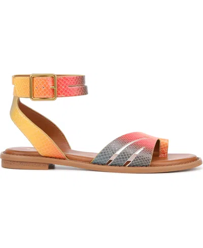 Franco Sarto Greene Sandal In Rainbow Snake Print Faux Leather
