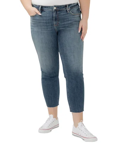 Silver Jeans Co. Plus Size Boyfriend Mid Rise Slim Leg Luxe Stretch Jeans In Serenade