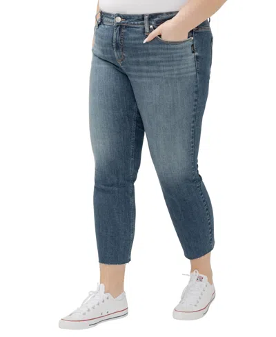 Silver Jeans Co. Plus Size Boyfriend Mid Rise Slim Leg Luxe Stretch Jeans In Serenade