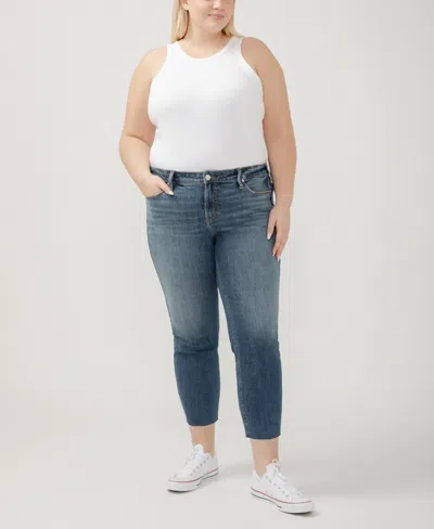 Silver Jeans Co. Plus Size Boyfriend Mid Rise Slim Leg Luxe Stretch Jeans In Serenade