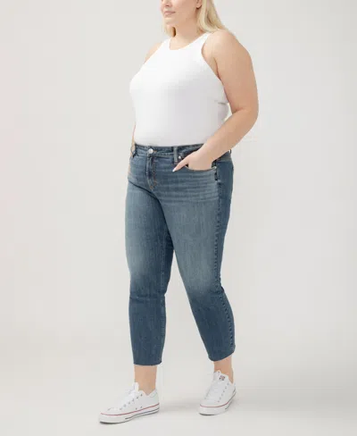 Silver Jeans Co. Plus Size Boyfriend Mid Rise Slim Leg Luxe Stretch Jeans In Serenade