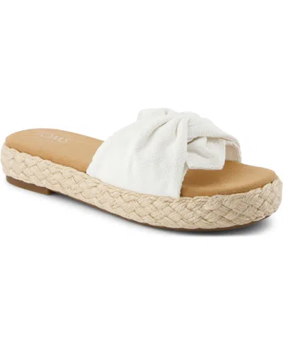Toms Women's Abby Slide Flatform Espadrille Sandal Beachside Woven In White Beachside Woven,knot