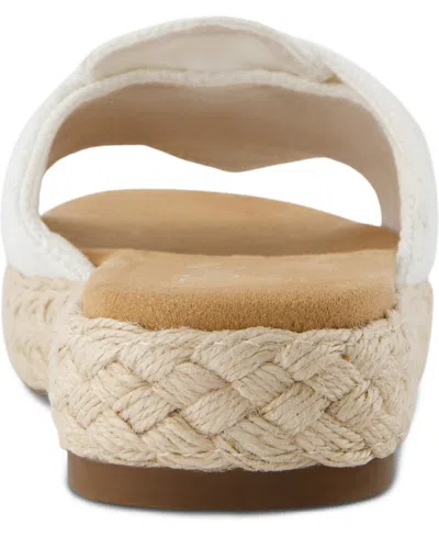 Toms Women's Abby Slide Flatform Espadrille Sandal Beachside Woven In White Beachside Woven,knot