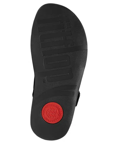 Fitflop Men's Gogh Moc Buckle Tumbled Leather Slides In Black
