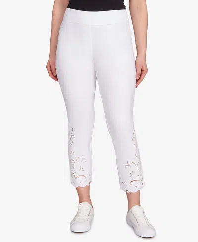 Ruby Rd. Petite Embroidered Ankle Pant In White