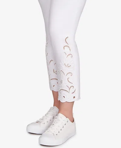 Ruby Rd. Petite Embroidered Ankle Pant In White