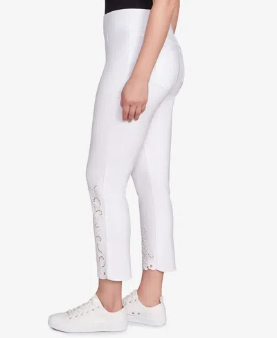 Ruby Rd. Petite Embroidered Ankle Pant In White