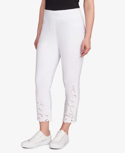 Ruby Rd. Petite Embroidered Ankle Pant In White