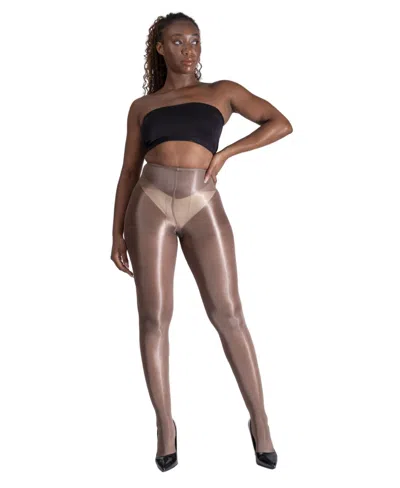 Lechery Women's Lustrous Silky Shiny 40 Denier Semi-opaque High-waist Pantyhose Tights Sku11003 In Cocoa