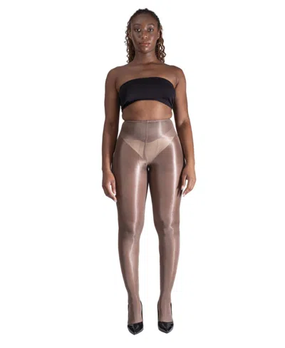 Lechery Women's Lustrous Silky Shiny 40 Denier Semi-opaque High-waist Pantyhose Tights Sku11003 In Cocoa