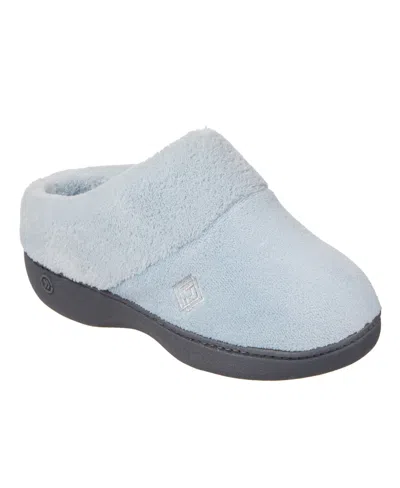 Isotoner Signature Women's Micro Terry Sport Hoodback Slippers In Blue Fog