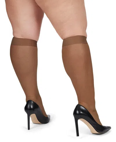 Memoi Women's 2 Pair Pack Energizing Curvy Knee Highs Mm-4240 In Utopia