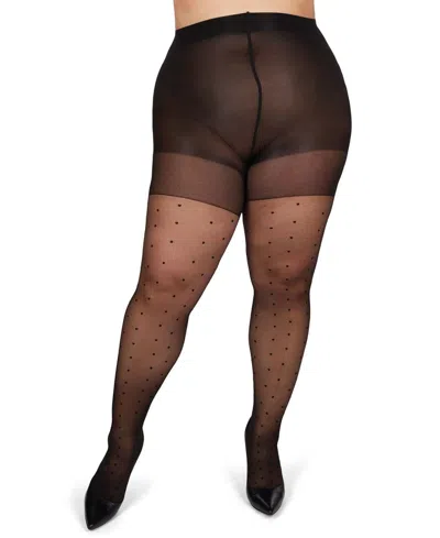Memoi Curvy Silky Sheer Tights In Black-black