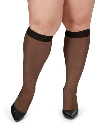 Memoi Silky Sheer Comfort Knee High Socks In Jet Black