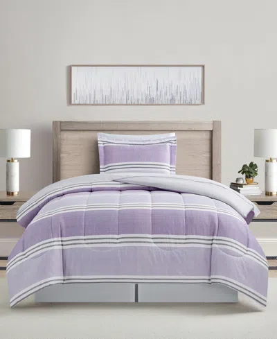 Sunham Aiden Striped 8-pc. Comforter Sets, Exclusively At Macy's In Lavender