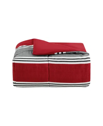 Sunham Aiden Striped 8-pc. Comforter Sets, Exclusively At Macy's In Red,gray