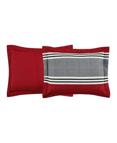 Sunham Aiden Striped 8-pc. Comforter Sets, Exclusively At Macy's In Red,gray