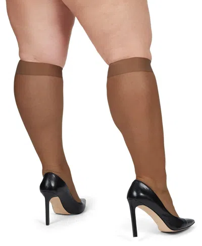 Memoi Women's 2 Pair Pack Energizing Curvy Knee Highs Mm-4240 In Utopia