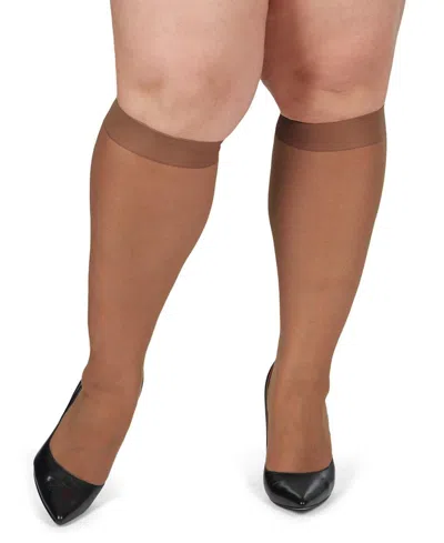 Memoi Women's 2 Pair Pack Energizing Curvy Knee Highs Mm-4240 In Utopia