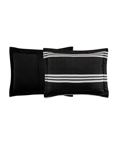 Sunham Aiden Striped 8-pc. Comforter Sets, Exclusively At Macy's In Black,white