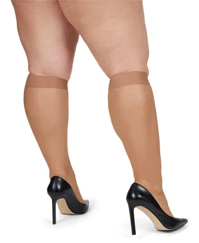 Memoi 6-pack Silky Sheer Curvy Knee High Socks In Honey